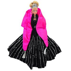 Barbie Doll 1998 Happy Holidays Special Edition Black Pink Silver Dress 20200 Ma